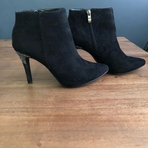Jeweled high heel booties